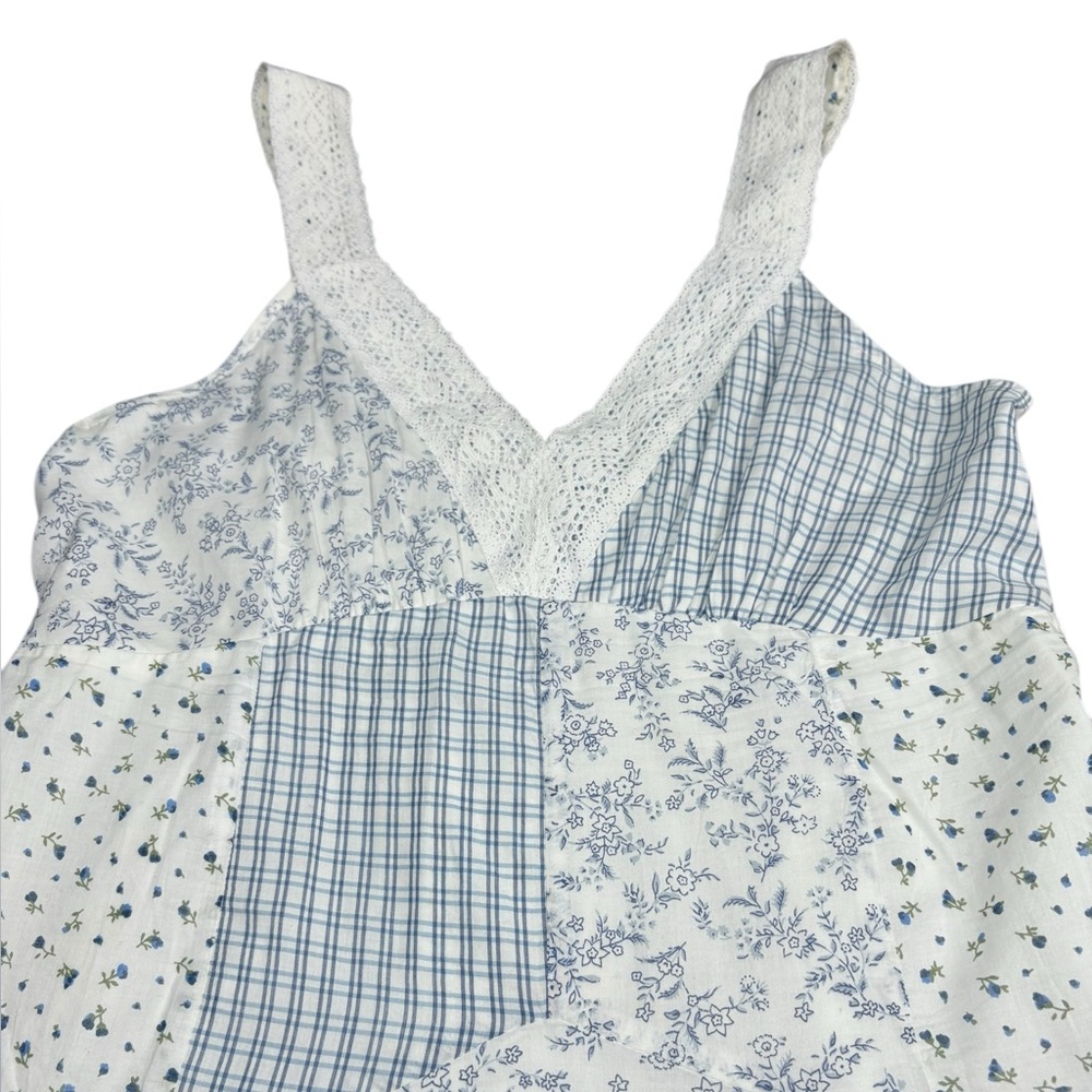 American Eagle AE Lace Inset Mini Dress Blue White Patchwork Womens Size Large - Picture 5 of 15